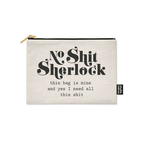 Selling: No Shit Sherlock Makeup Bag White Pouch
